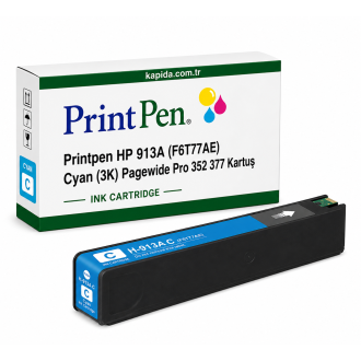 Printpen HP 913A (F6T77AE) Cyan (3K) Pagewide Pro 352 377 Kartuş