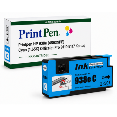 Printpen HP 938e (4S6X9PE) Cyan (1.65K) Officejet Pro 9110 9117 Kartuş