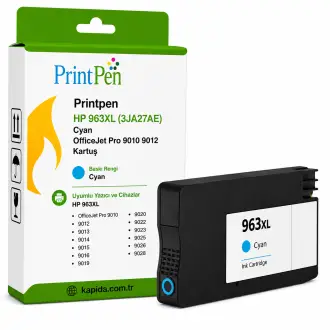 Printpen HP 963XL (3JA27AE) Cyan OfficeJet Pro 9010 9012 Kartuş Printpen HP 963XL (3JA27AE) Cyan OfficeJet Pro 9010 9012 Kartuş