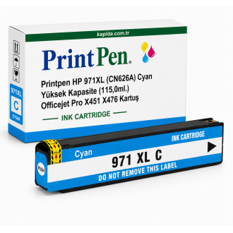 Printpen HP 971XL (CN626A) Cyan Yüksek Kapasite (115,0ml.) Officejet Pro X451 X476 Kartuş Printpen HP 971XL (CN626A) Cyan Yüksek Kapasite (115,0ml.) Officejet Pro X451 X476 Kartuş