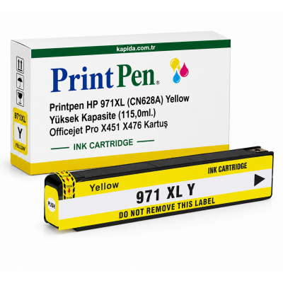 Printpen HP 971XL (CN628A) Yellow Yüksek Kapasite (115,0ml.) Officejet Pro X451 X476 Kartuş