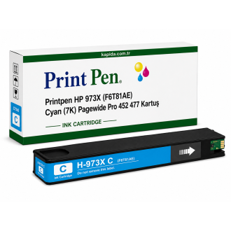 Printpen HP 973X (F6T81AE) Cyan (7K) Pagewide Pro 452 477 Kartuş