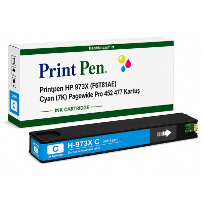Printpen HP 973X (F6T81AE) Cyan (7K) Pagewide Pro 452 477 Kartuş