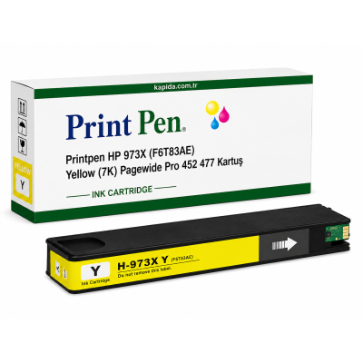 Printpen HP 973X (F6T83AE) Yellow (7K) Pagewide Pro 452 477 Kartuş