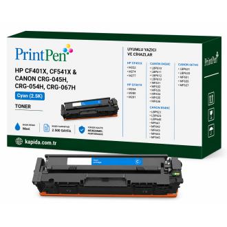 Printpen HP CF401X,CF541X & Canon CRG-045H, CRG-054H,CRG-067H Mavi (2.5K) M252 M274 Toner