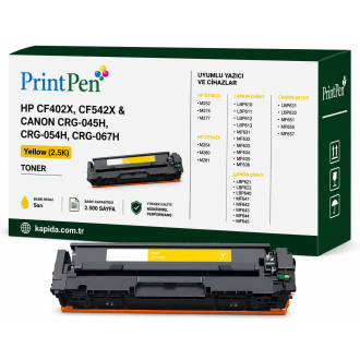 Printpen HP CF402X,CF542X & Canon CRG-045H, CRG-054H,CRG-067H Sarı (2.5K) M252 M274 Toner