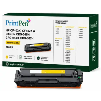 Printpen Hp Cf402X,Cf542X & Canon Crg-045H, Crg-054H,Crg-067H Sarı (2.5K) M252 M274 Toner