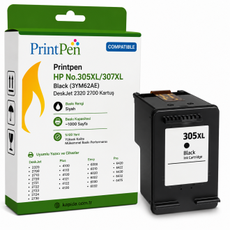 Printpen HP No.305XL/307XL Black (3YM62AE) (100% Yeni) DeskJet 2320 2700 Kartuş