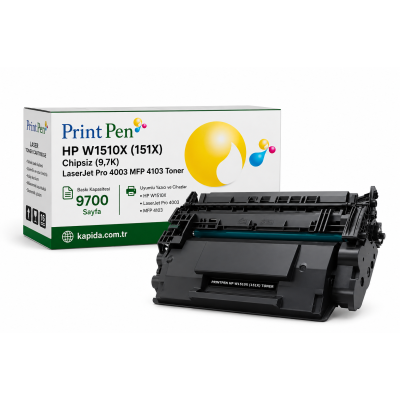 Printpen HP W1510X (151X) Chipsiz (9,7K) LaserJet Pro 4003 MFP 4103 Toner
