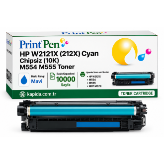 Printpen HP W2121X (212X) Mavi Chipsiz (10K) M554 M555 Toner