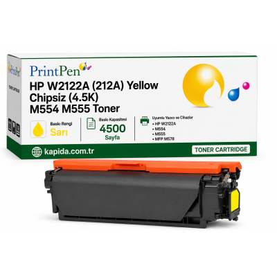 Printpen HP W2122A (212A) Yellow Chipsiz (4.5K) M554 M555 Toner