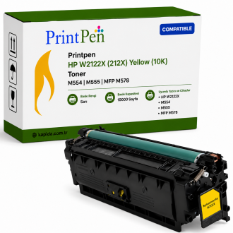 Printpen HP W2122X (212X) Sarı (10K) M554 M555 Toner