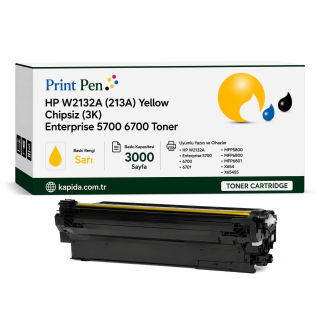 Printpen HP W2132A (213A) Sarı Chipsiz (3K) Enterprise 5700 6700 Toner