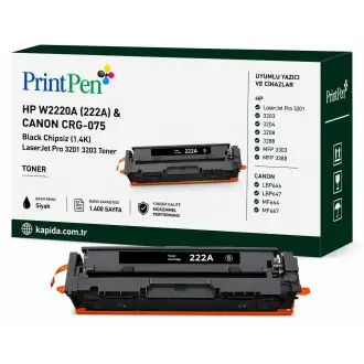 Printpen Hp W2220A (222A) & Canon Crg-075 Black Chipsiz (1.4K) Laserjet Pro 3201 3203 Toner