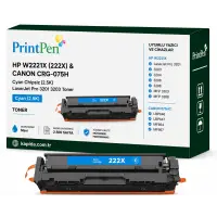 Printpen Hp W2221X (222X) & Canon Crg-075H Mavi Chipsiz (2.5K) Laserjet Pro 3201 3203 Toner