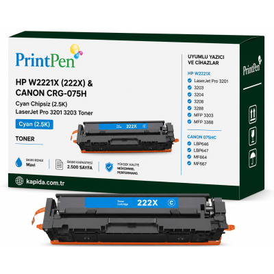 HP W2221X Mavi Muadil Toner - LaserJet Pro 3201, 3203, 3204 uyumlu