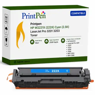 Printpen Hp W2221X (222X) Mavi (2.5K) Laserjet Pro 3201 3203 Toner