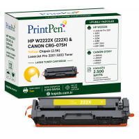 Printpen HP W2222X (222X) & Canon CRG-075H Sarı Chipsiz (2.5K) LaserJet Pro 3201 3203 Toner