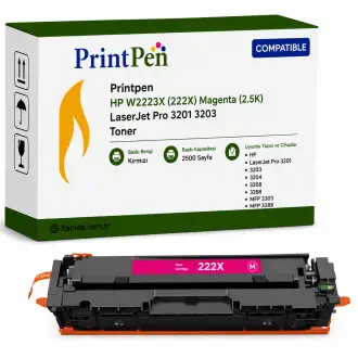 Printpen Hp W2223X (222X) Kırmızı (2.5K) Laserjet Pro 3201 3203 Toner