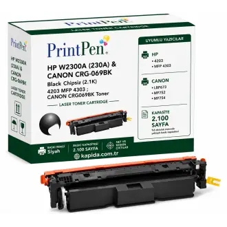 Printpen Hp W2300A (230A) & Canon Crg-069Bk Black Chipsiz (2.1K) 4203 Mfp 4303 ; Canon Crg069Bk Toner