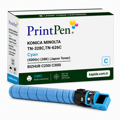 Printpen KONICA MINOLTA TN-328C,TN-626C Cyan (500Gr) (28K) (Japon Toner) BIZHUB C250i C300i