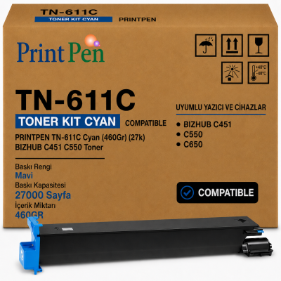 Printpen KONICA MINOLTA TN-611C Cyan (460Gr) (27k) BIZHUB C451 C550 Toner