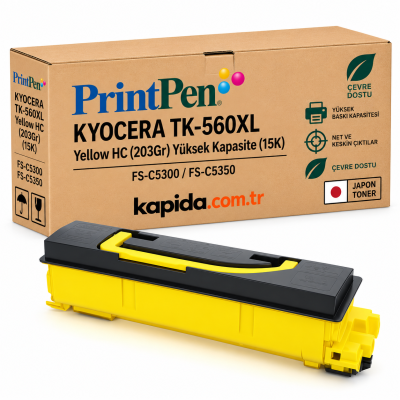 Printpen KYOCERA TK-560XL Yellow HC(203Gr) Yüksek Kapasite (15K) (Japon Toner) FS-C5300 FS-C5350