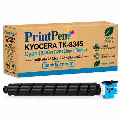 Printpen KYOCERA TK-8345 Cyan (190Gr) (12K) (Japon Toner) TASKalfa 2552ci TASKalfa 2553ci