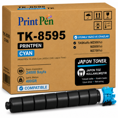 Printpen KYOCERA TK-8595 Cyan (400Gr) (24K) (Japon Toner) TASKalfa MZ5001ci MZ6001ci