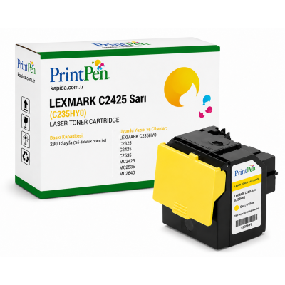 Printpen LEXMARK C2425 Yellow Yüksek Kapasite (C235HY0) (2.3K) C2325 C2425 Toner
