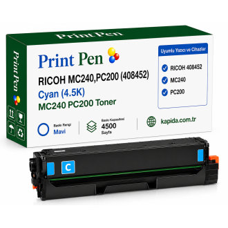 Printpen Ricoh MC240,PC200 (408452) Mavi (4.5K) MC240 PC200 Toner