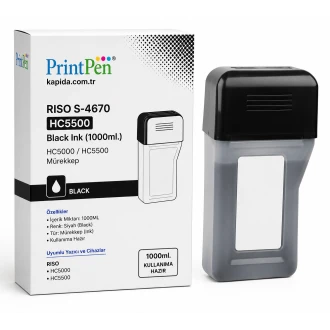 Printpen Riso S-4670 > Hc5500 Black Ink (1000Ml.) Hc5000 Hc5500 Mürekkep