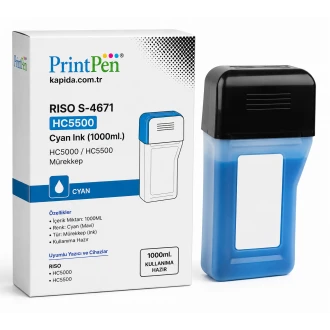 Printpen Riso S-4671 > Hc5500 Mavi Ink (1000Ml.) Hc5000 Hc5500 Mürekkep