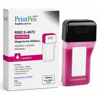 Printpen Riso S-4672 > Hc5500 Kırmızı Ink (1000Ml.) Hc5000 Hc5500 Mürekkep