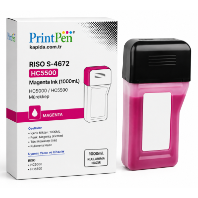 Riso S-4672 Kırmızı Muadil Mürekkep - HC5000, HC5500 uyumlu