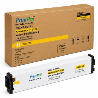 Printpen Riso S-8932 Comcolor Ft5230 Sarı Ink (1000Ml.) Comcolor Ft5230 Ft5430 Mürekkep